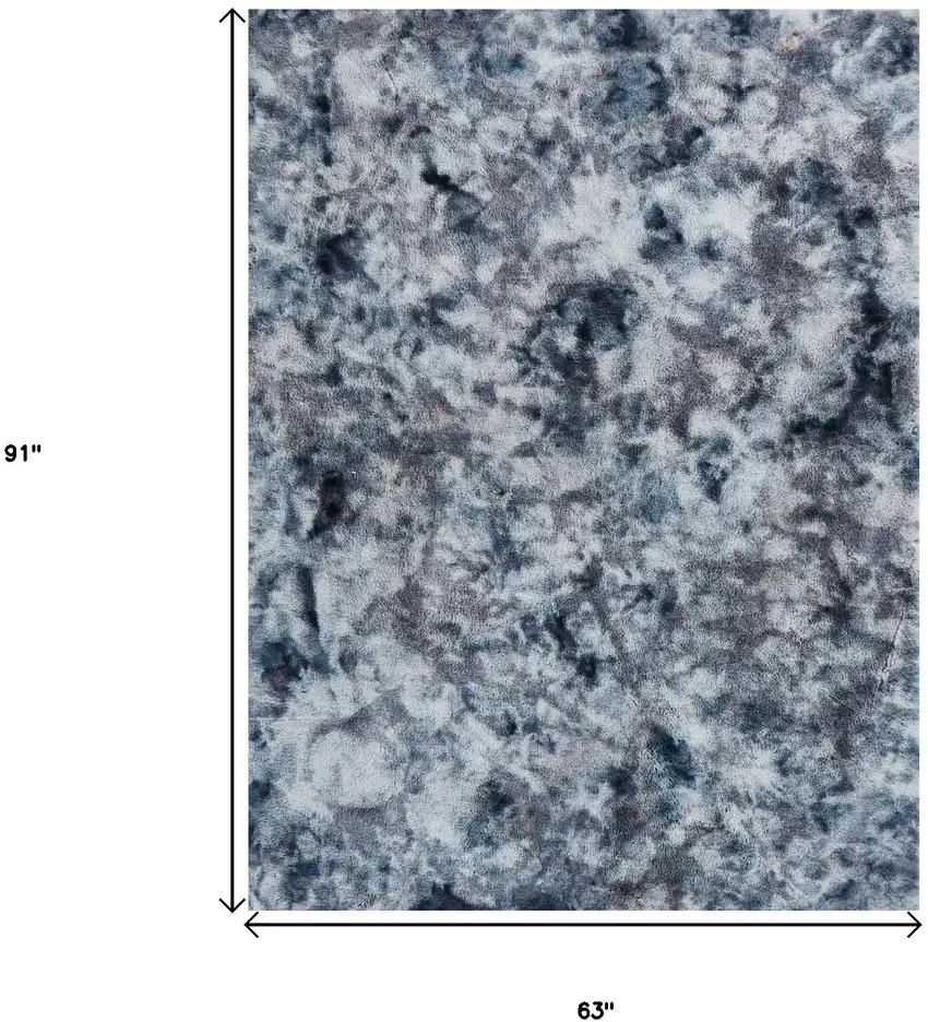 Gray and White Faux Fur Abstract Shag Non Skid Area Rug Photo 3