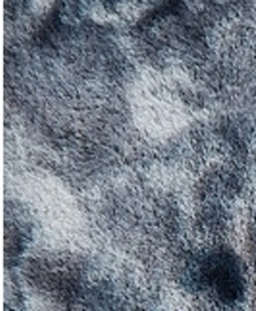 Gray and White Faux Fur Abstract Shag Non Skid Area Rug Photo 4