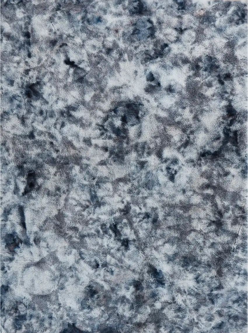 Gray and White Faux Fur Abstract Shag Non Skid Area Rug Photo 2
