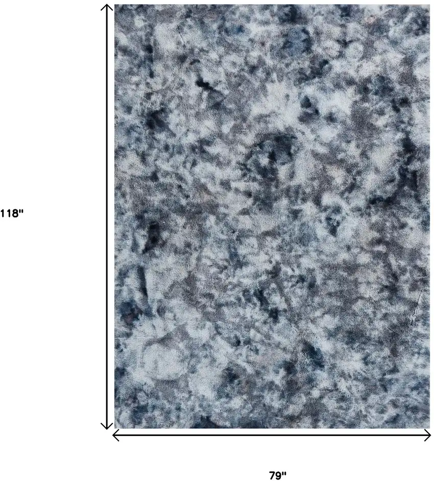 Gray and White Faux Fur Abstract Shag Non Skid Area Rug Photo 3