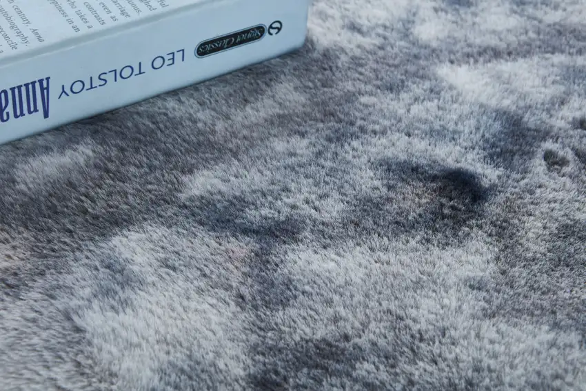 Gray and White Faux Fur Abstract Shag Non Skid Area Rug Photo 4