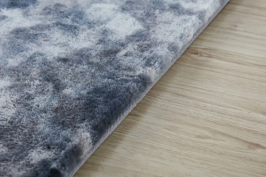 Gray and White FauX Fur Abstract Shag Non Skid Area Rug Photo 8