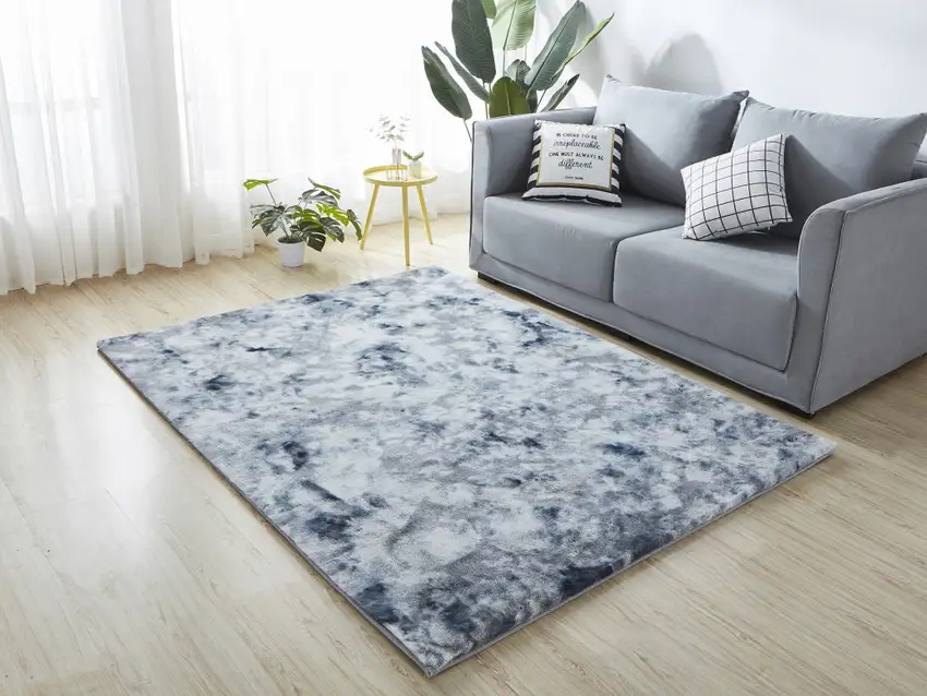 Gray and White FauX Fur Abstract Shag Non Skid Area Rug Photo 6
