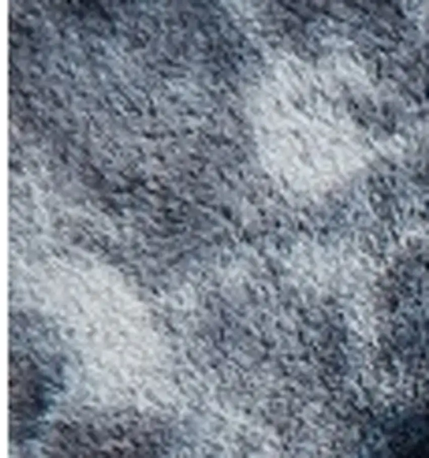Gray and White Faux Fur Abstract Shag Non Skid Area Rug Photo 5