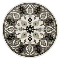 Photo of Gray and White Floral Medallion Area Rug