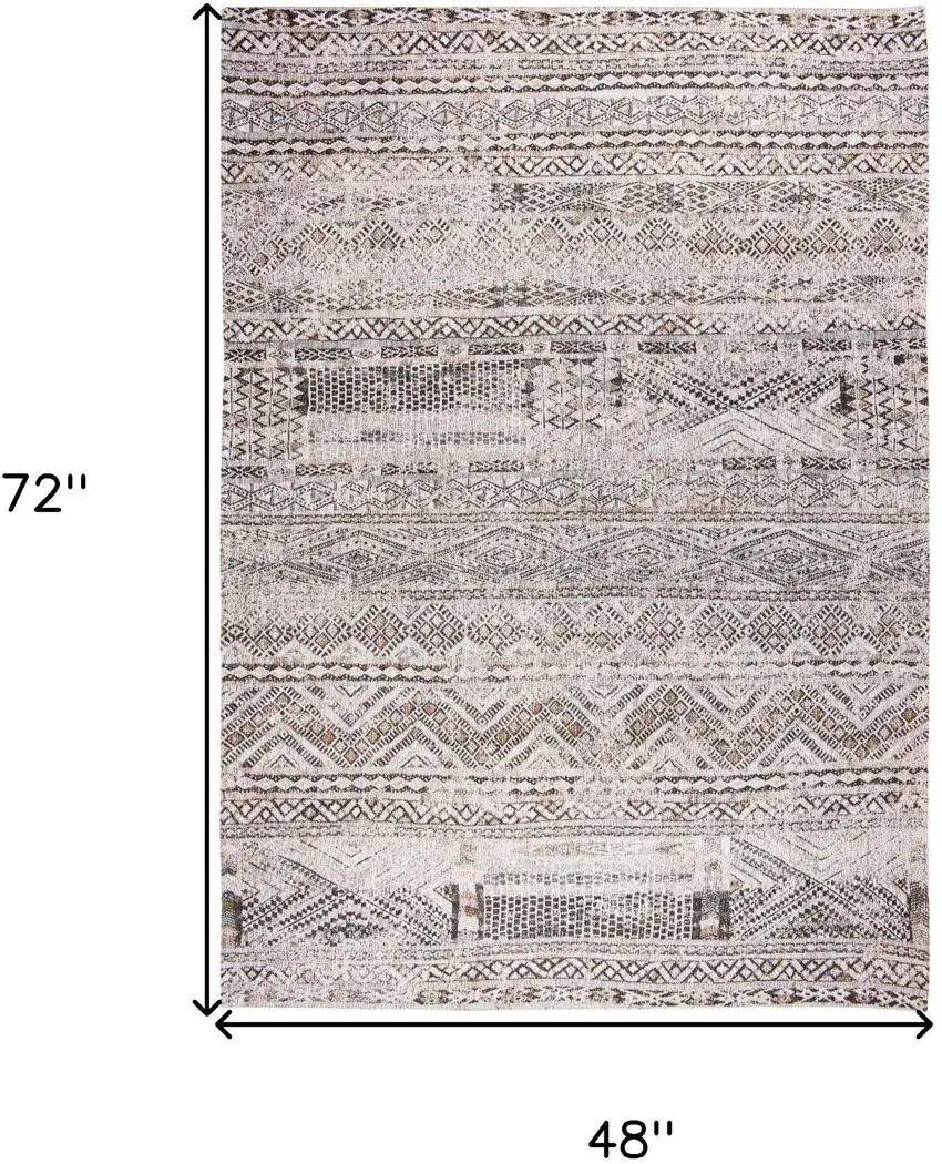 Gray and White Oriental Non Skid Area Rug Photo 3