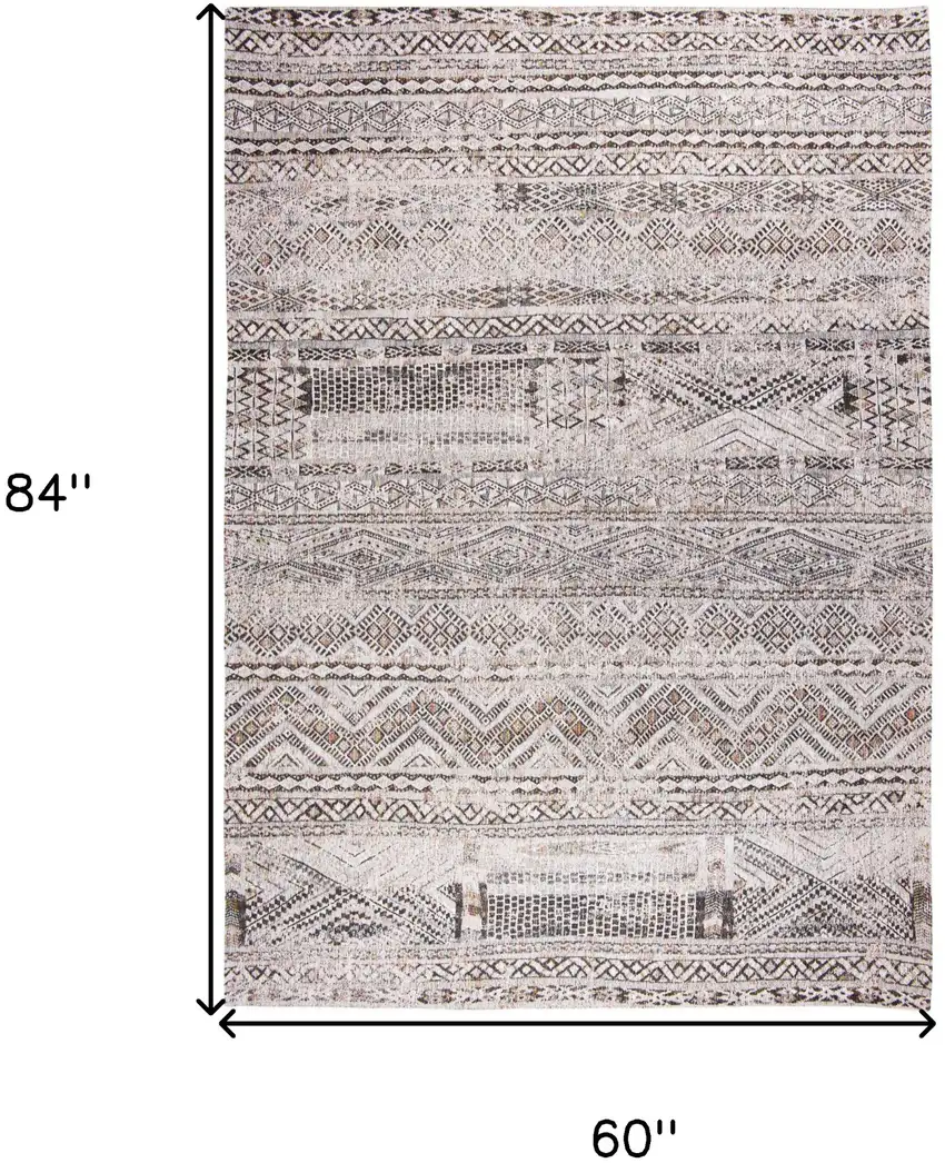 Gray and White Oriental Non Skid Area Rug Photo 3