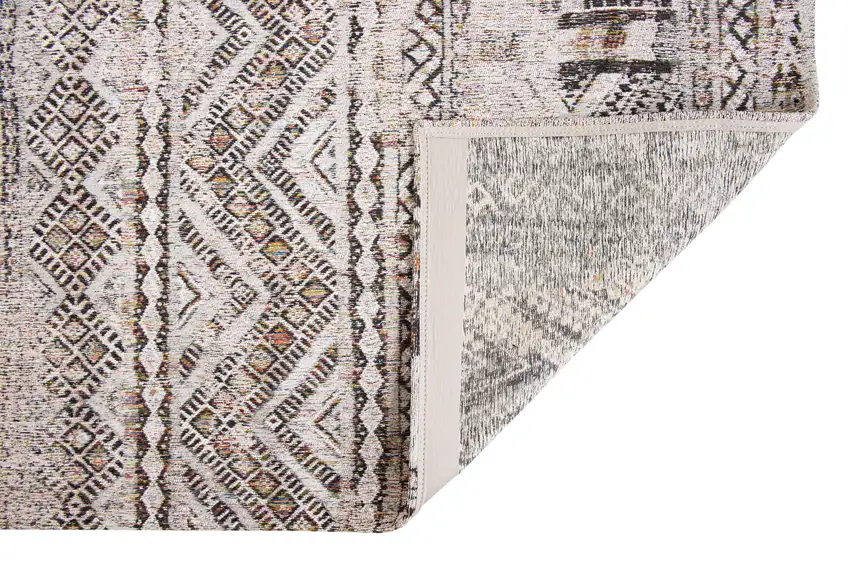 Gray and White Oriental Non Skid Area Rug Photo 4