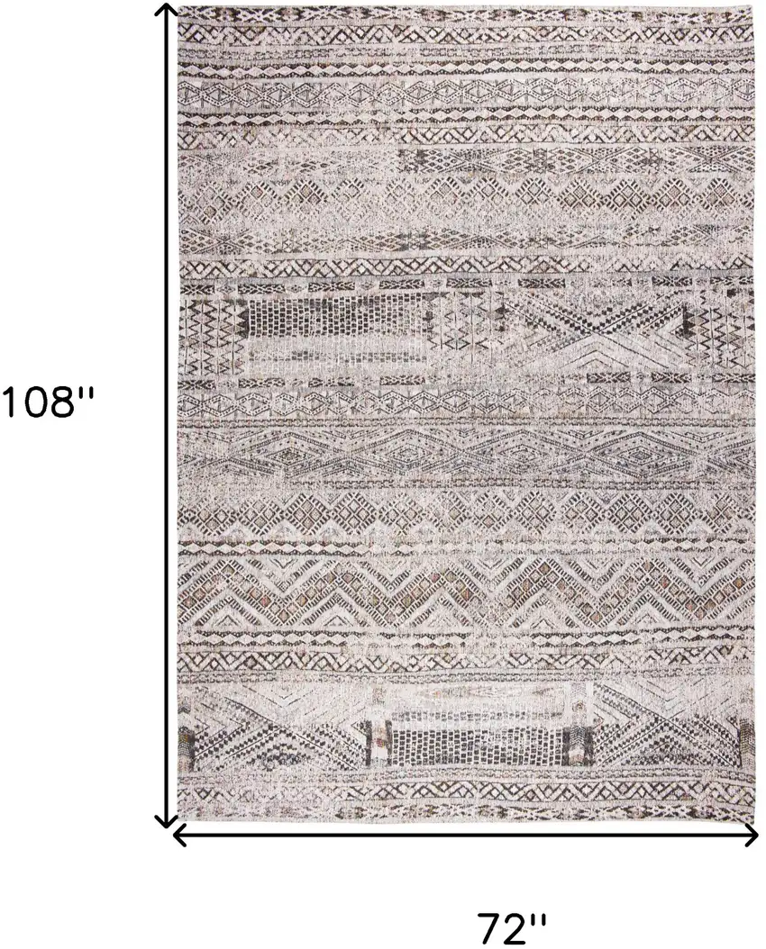 Gray and White Oriental Non Skid Area Rug Photo 3