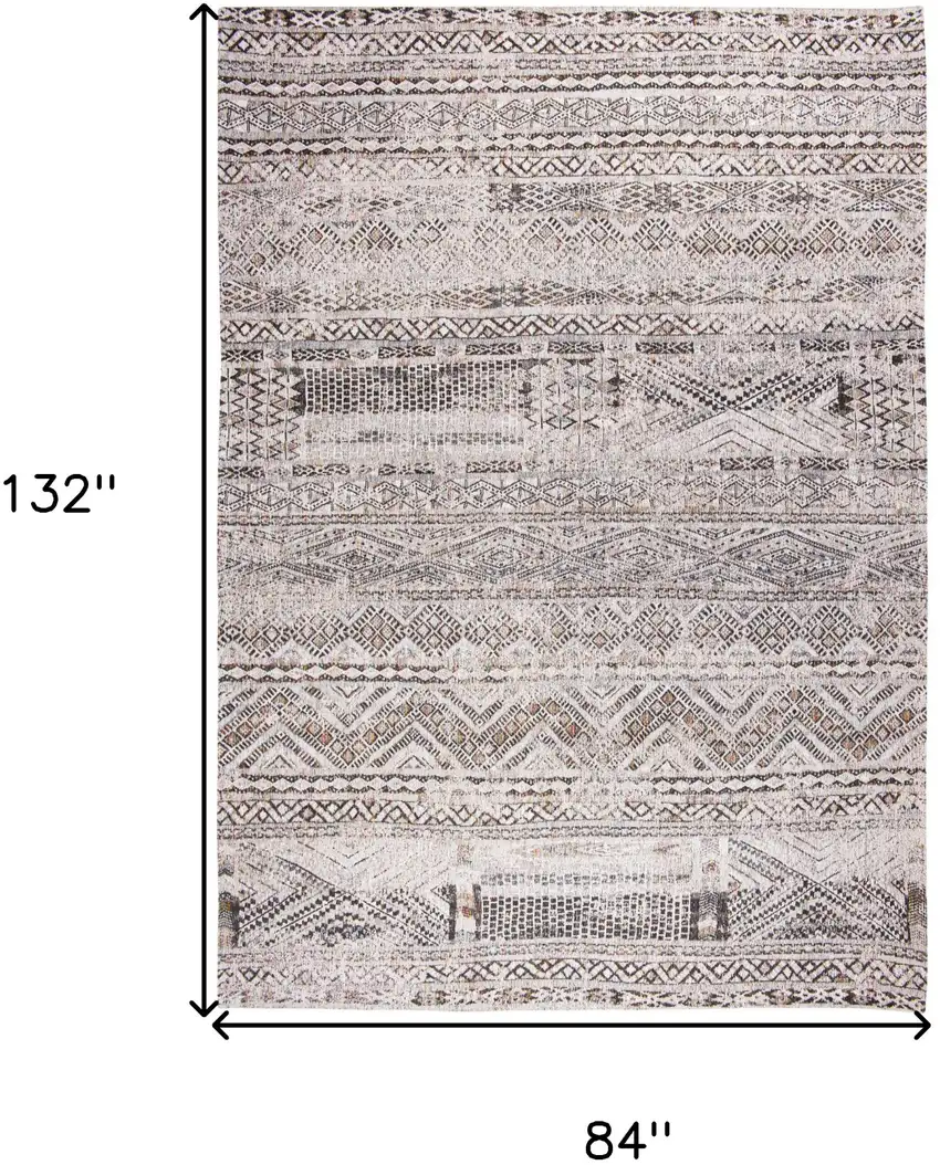 Gray and White Oriental Non Skid Area Rug Photo 3