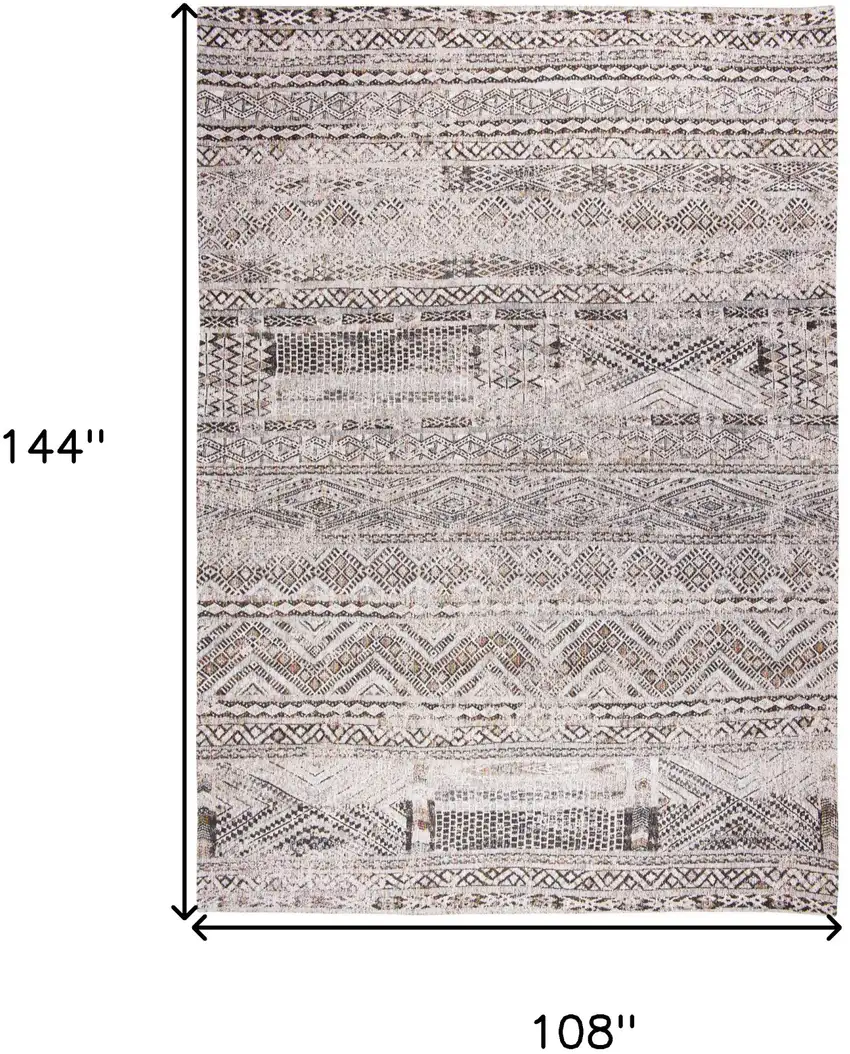 Gray and White Oriental Non Skid Area Rug Photo 3