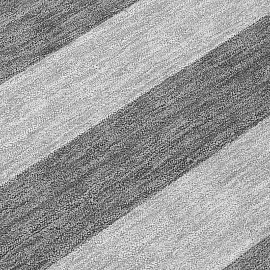 Gray and White Striped Washable Non Skid Indoor Outdoor Area Rug Photo 8