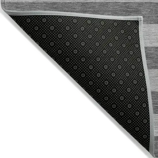 Gray and White Striped Washable Non Skid Indoor Outdoor Area Rug Photo 5