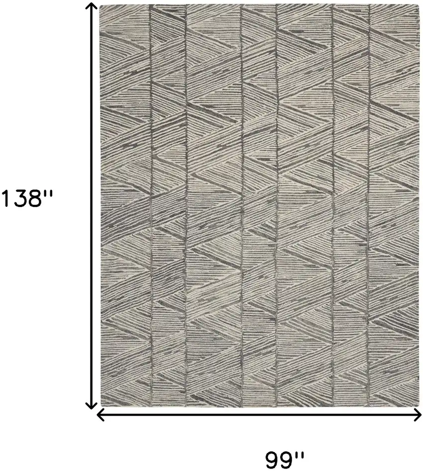 Gray and White Wool Abstract Area Rug Photo 3