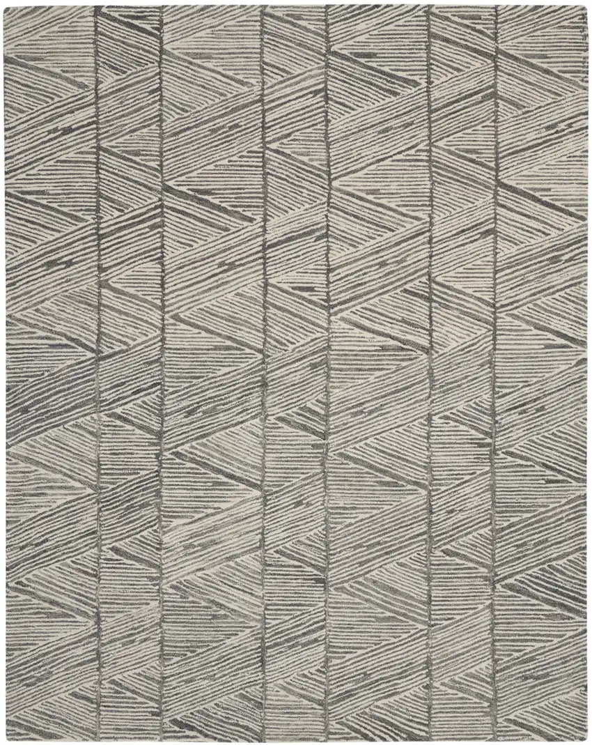 Gray and White Wool Abstract Area Rug Photo 1