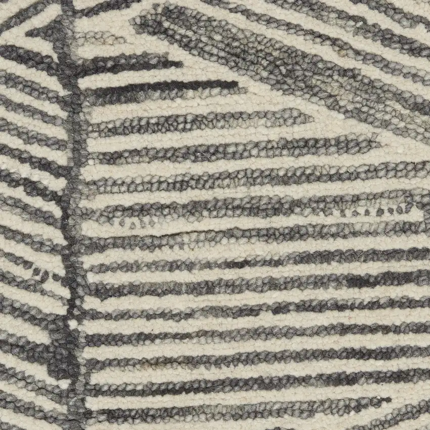 Gray and White Wool Abstract Area Rug Photo 8