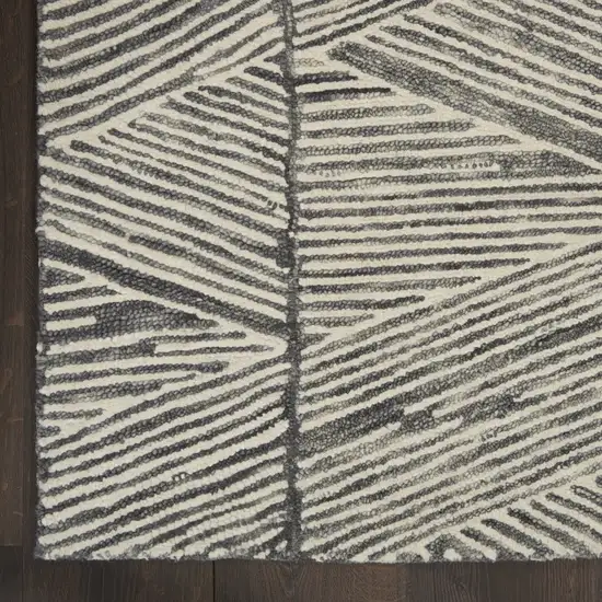 Gray and White Wool Abstract Area Rug Photo 9