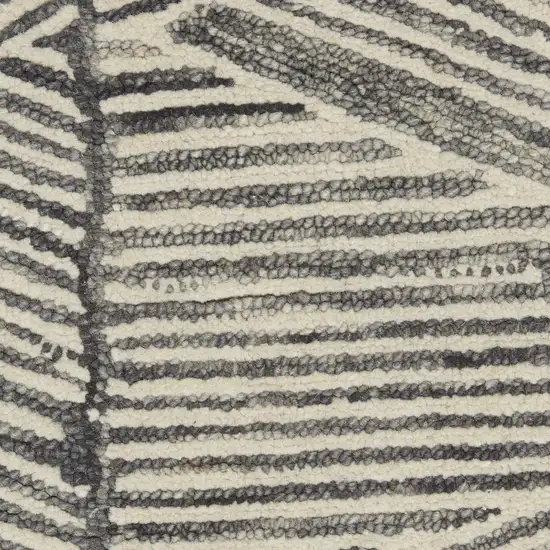 Gray and White Wool Abstract Area Rug Photo 7