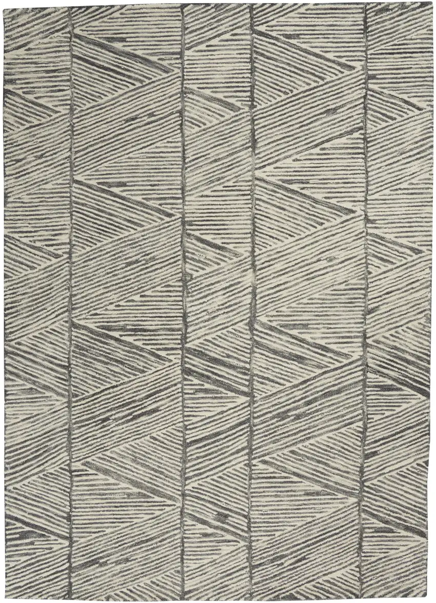 Gray and White Wool Abstract Area Rug Photo 2
