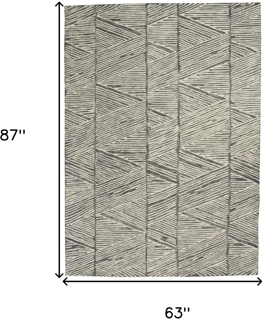 Gray and White Wool Abstract Area Rug Photo 3
