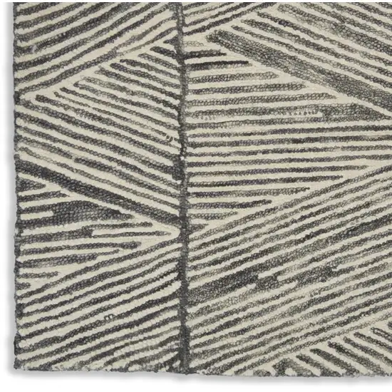 Gray and White Wool Abstract Area Rug Photo 7
