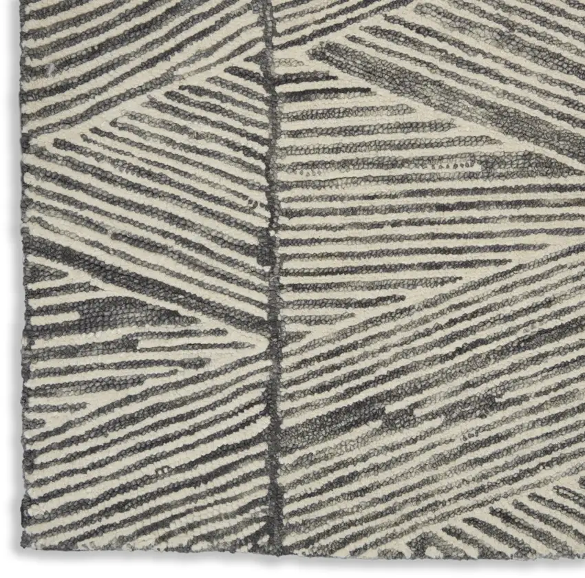 Gray and White Wool Abstract Area Rug Photo 7