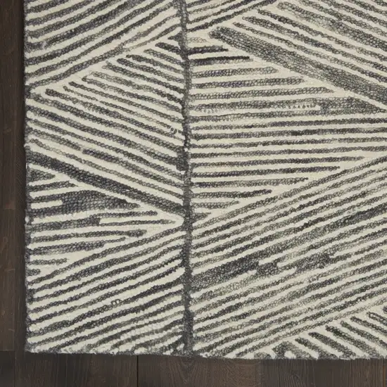 Gray and White Wool Abstract Area Rug Photo 9