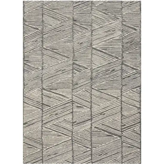 Gray and White Wool Abstract Area Rug Photo 1