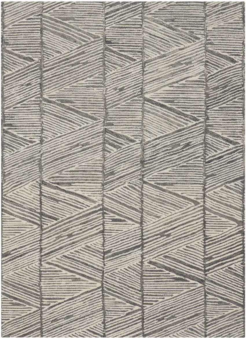 Gray and White Wool Abstract Area Rug Photo 1
