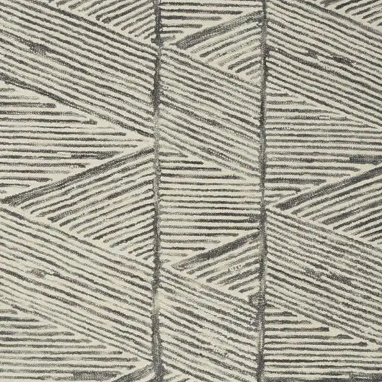 Gray and White Wool Abstract Area Rug Photo 4