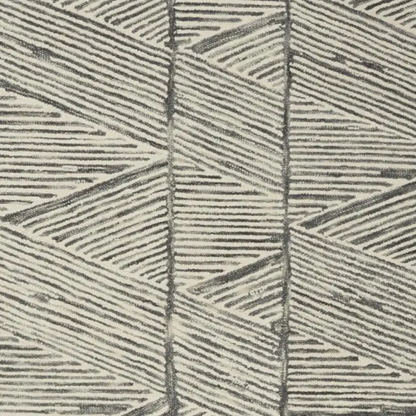 Gray and White Wool Abstract Area Rug Photo 4