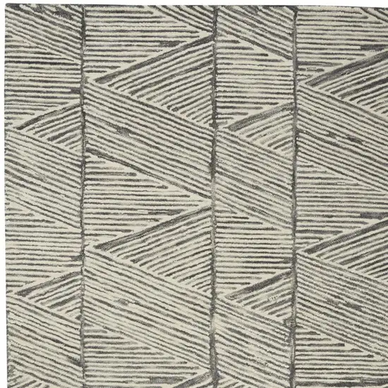 Gray and White Wool Abstract Area Rug Photo 3