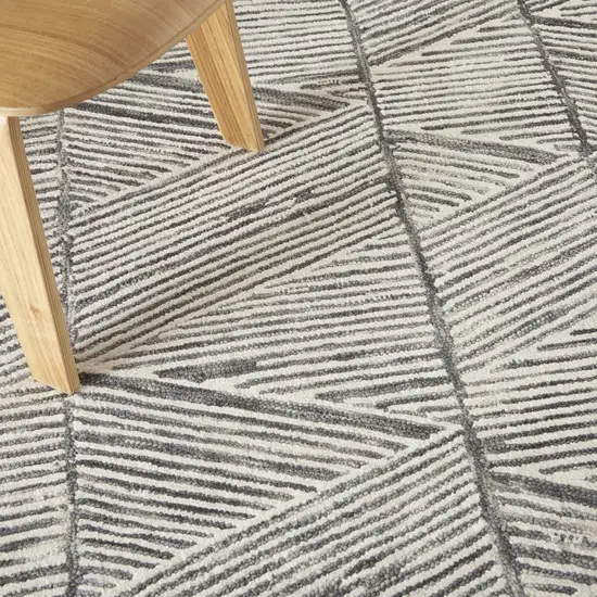Gray and White Wool Abstract Area Rug Photo 6