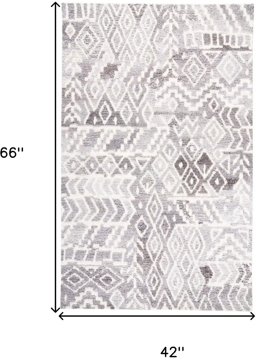 Gray and White Wool Abstract Geometric Hand Tufted Area Rug Photo 3