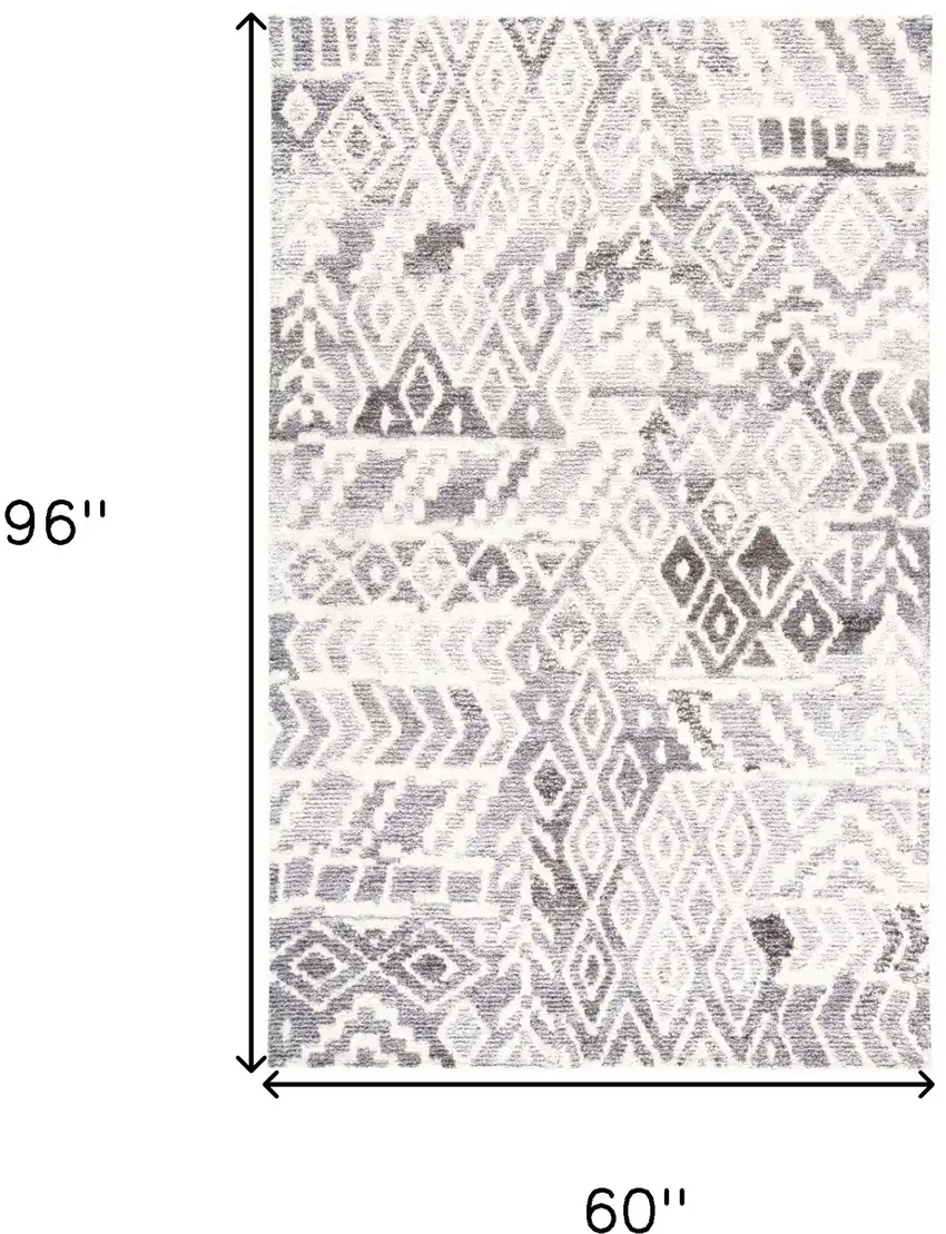Gray and White Wool Abstract Geometric Hand Tufted Area Rug Photo 3