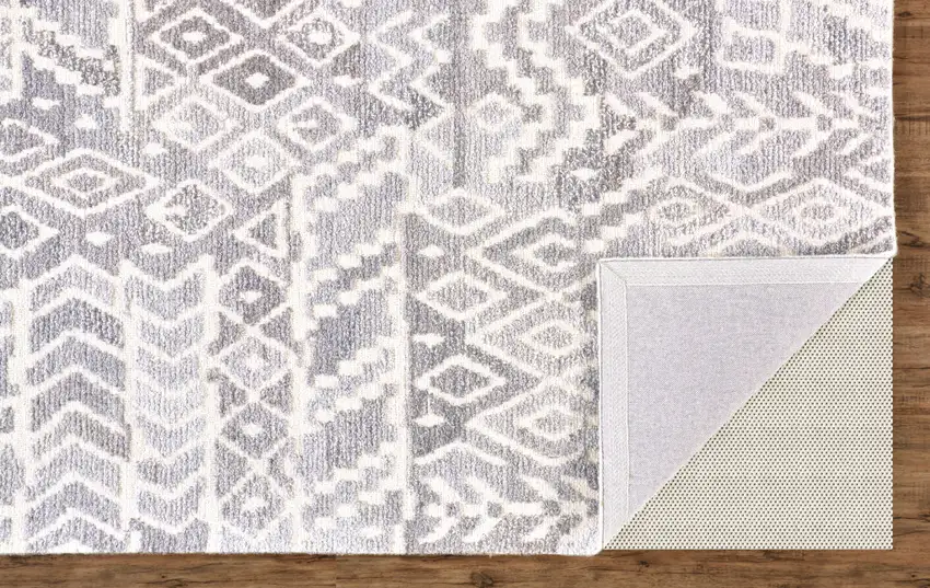 Gray and White Wool Abstract Geometric Hand Tufted Area Rug Photo 4