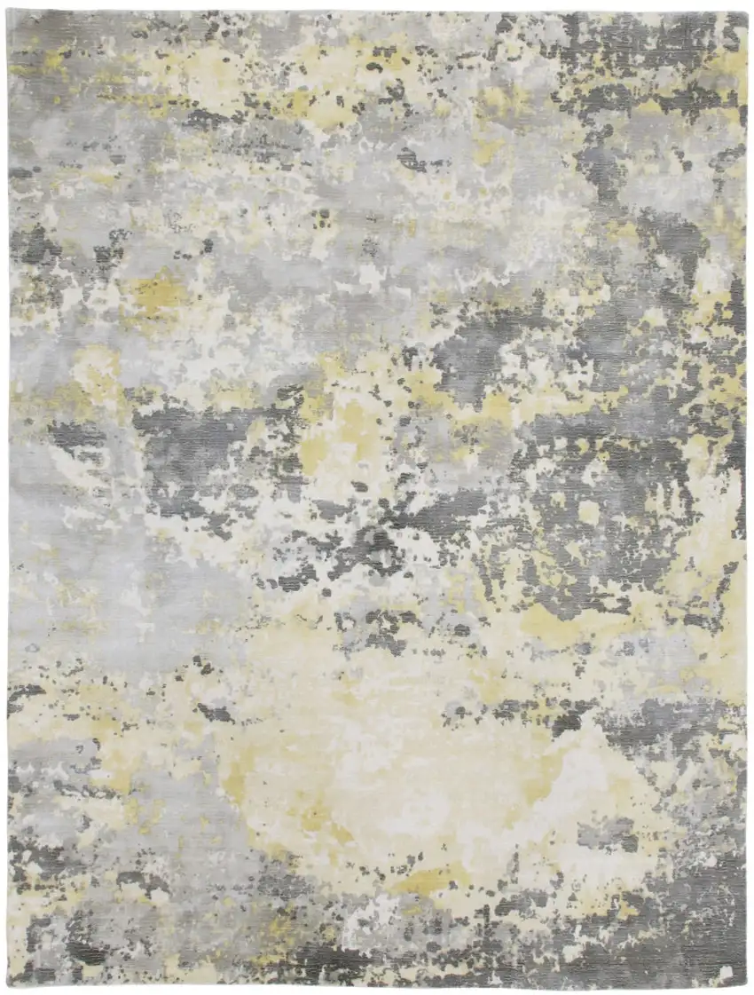 Gray and Yellow Abstract Hand Loomed Area Rug Photo 2