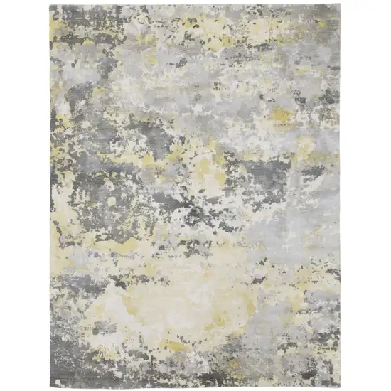 Gray and Yellow Abstract Hand Loomed Area Rug Photo 9