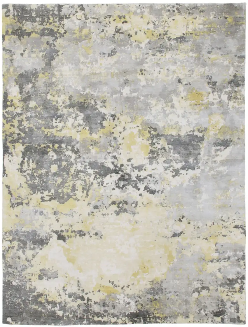 Gray and Yellow Abstract Hand Loomed Area Rug Photo 9