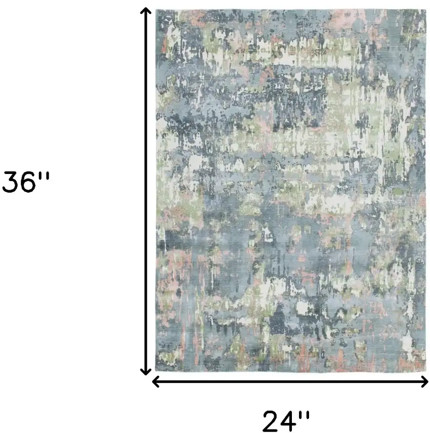 Gray and Yellow Abstract Hand Loomed Area Rug Photo 3