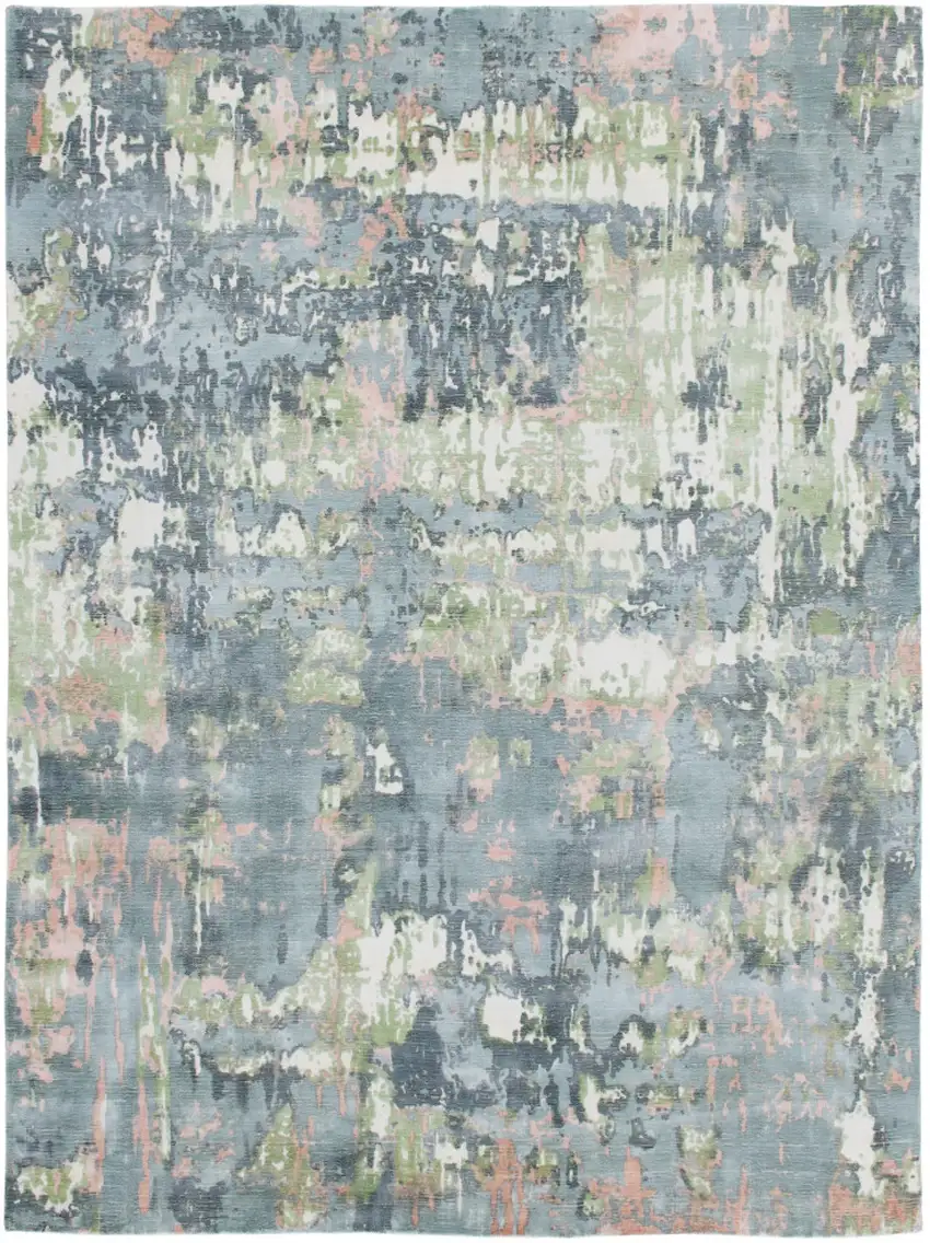 Gray and Yellow Abstract Hand Loomed Area Rug Photo 2