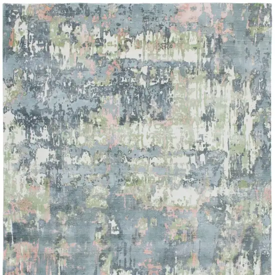 Gray and Yellow Abstract Hand Loomed Area Rug Photo 9