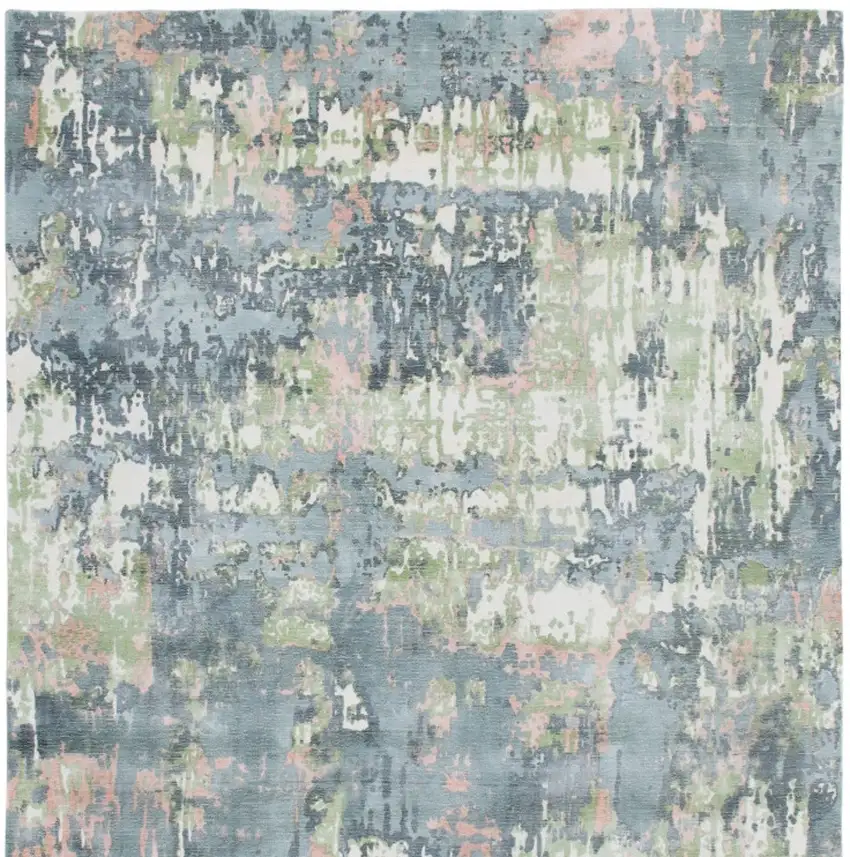 Gray and Yellow Abstract Hand Loomed Area Rug Photo 9