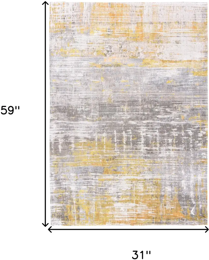 Gray and Yellow Abstract Non Skid Area Rug Photo 3