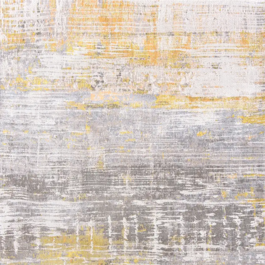 Gray and Yellow Abstract Non Skid Area Rug Photo 6