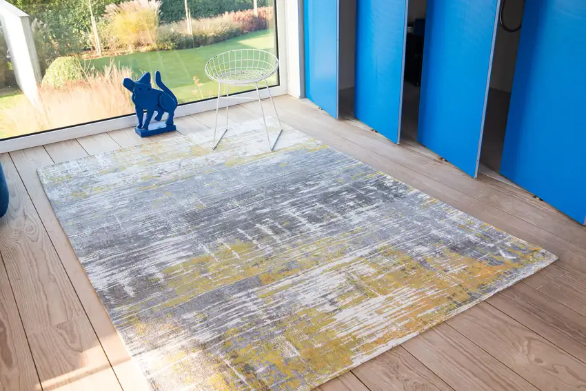 Gray and Yellow Abstract Non Skid Area Rug Photo 7