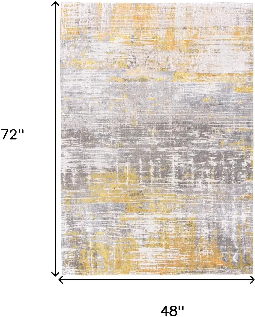 Gray and Yellow Abstract Non Skid Area Rug Photo 3