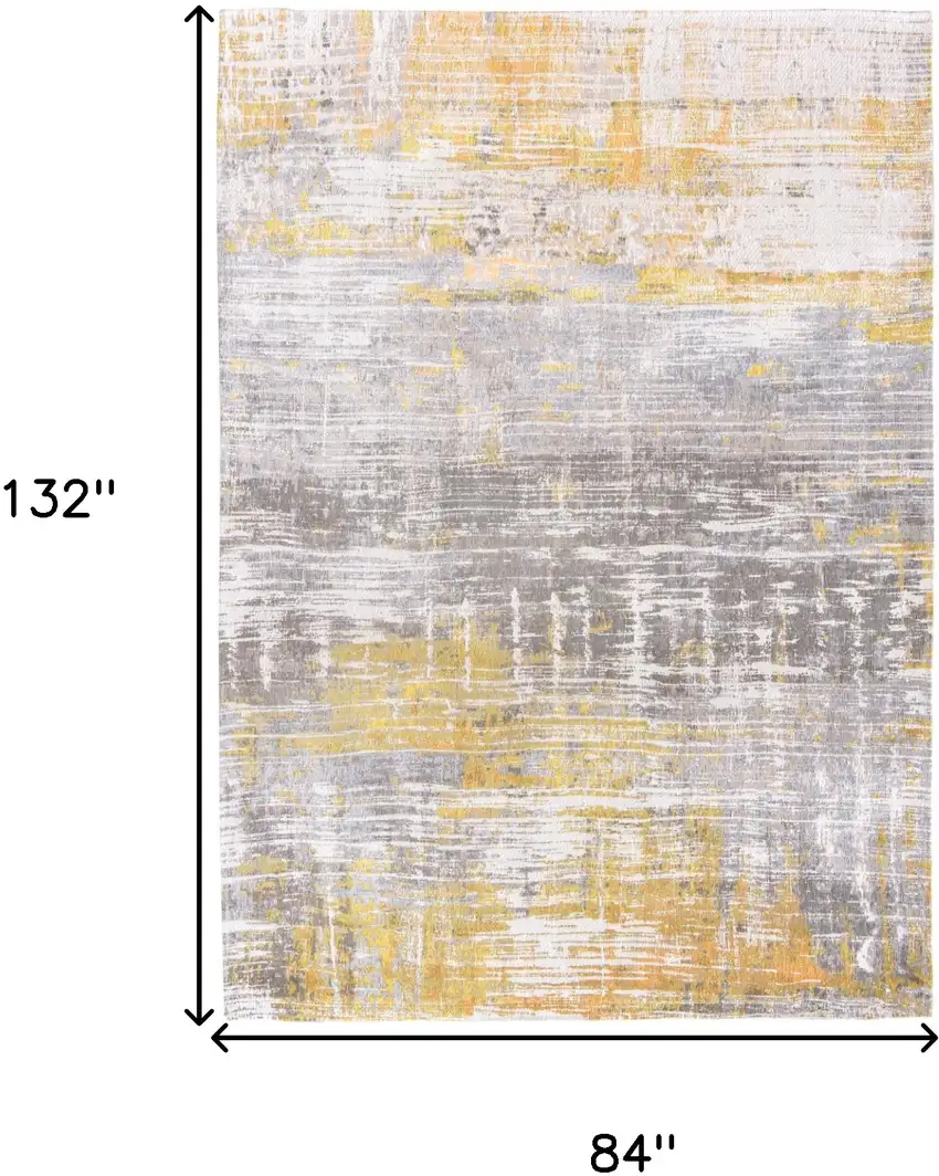 Gray and Yellow Abstract Non Skid Area Rug Photo 3