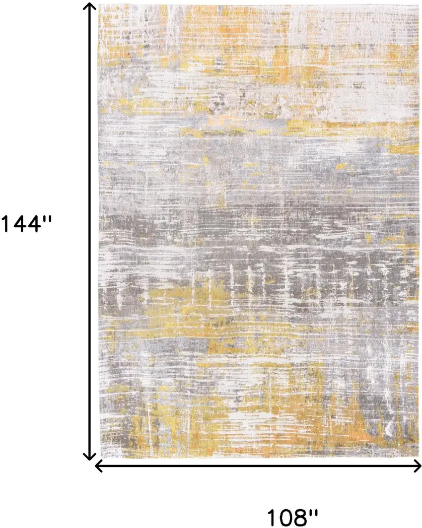 Gray and Yellow Abstract Non Skid Area Rug Photo 3