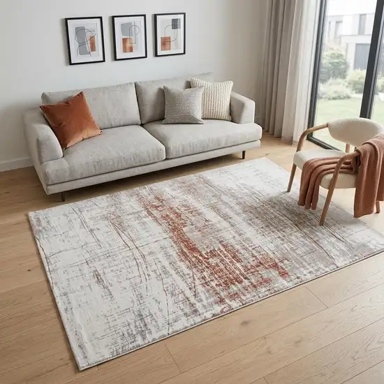 Gray and Yellow Abstract Non Skid Area Rug Photo 1